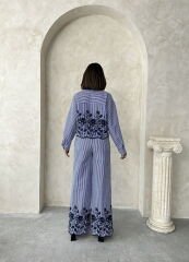Nakışlı Keten Pantolon