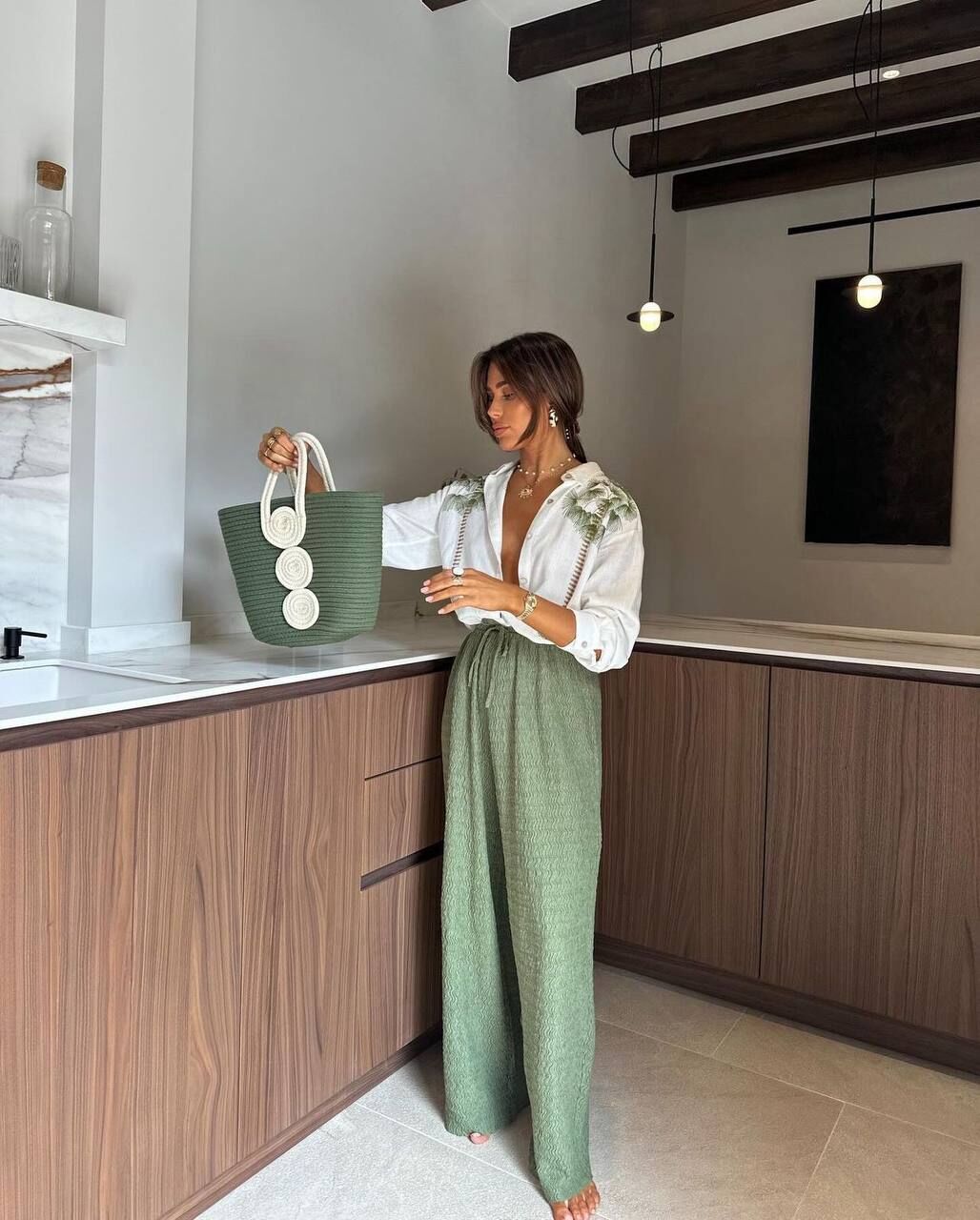 Keten Nakış Detaylı 2 Lİ Takım