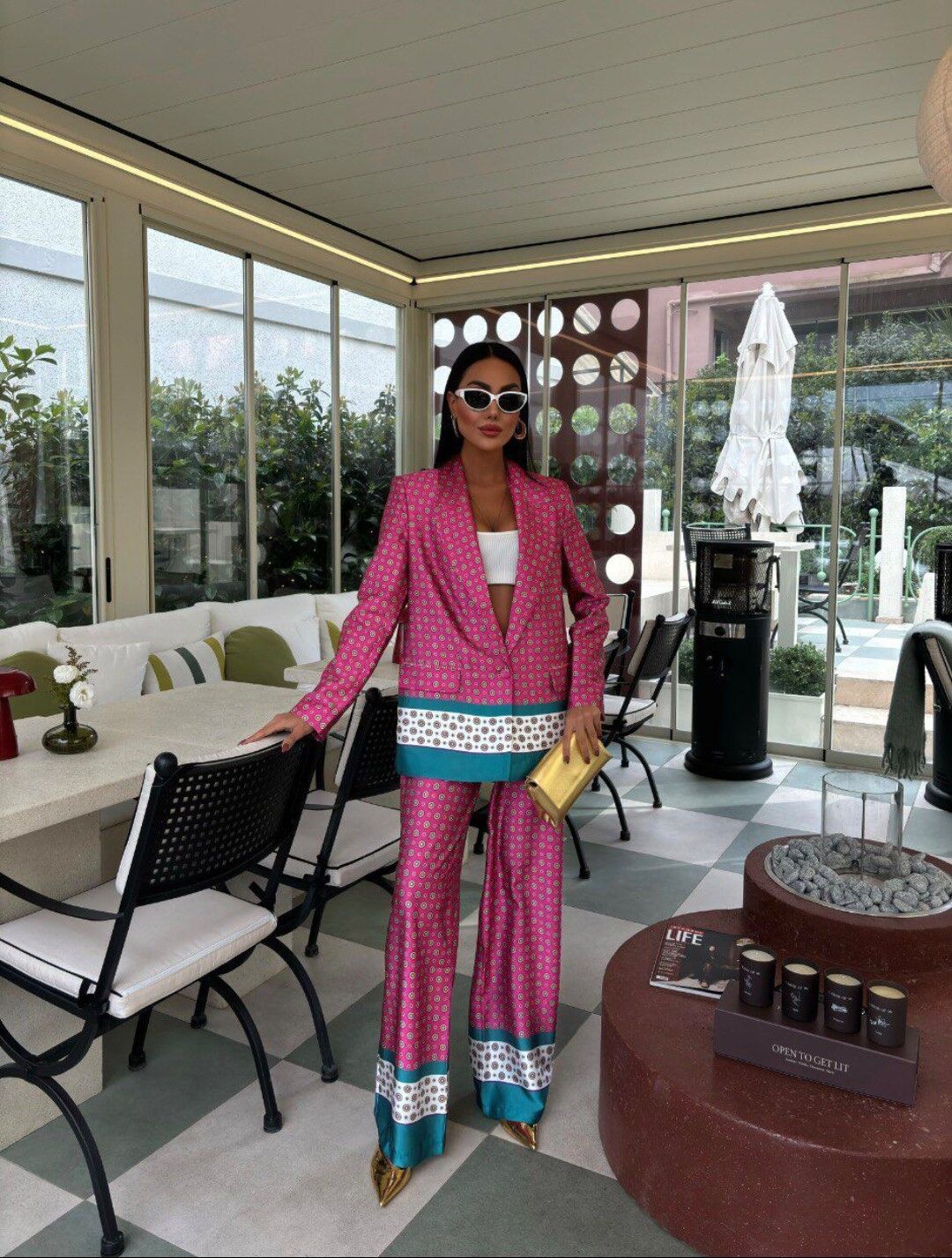 Desenli Saten Takım