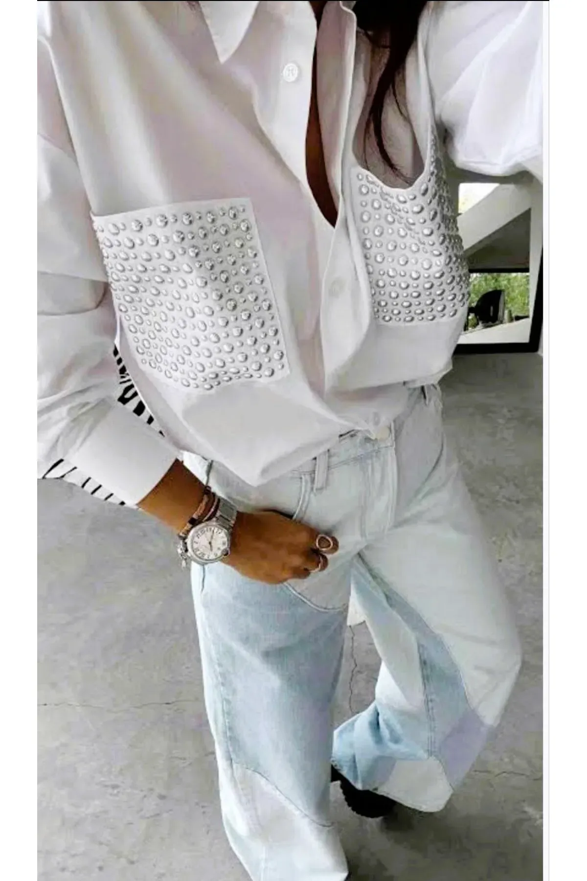 Cepleri Taşlı Gömlek