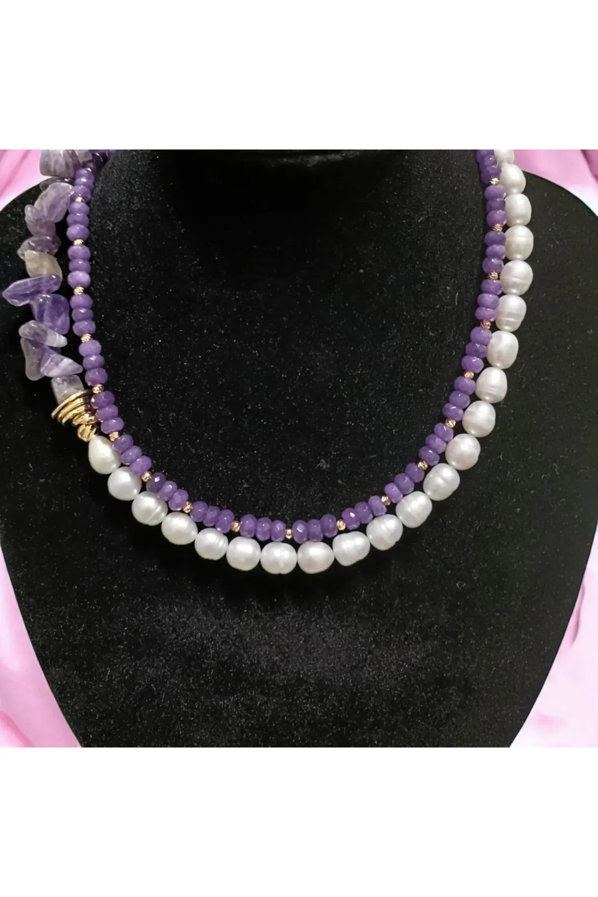 Ametist ve İnci Kolye