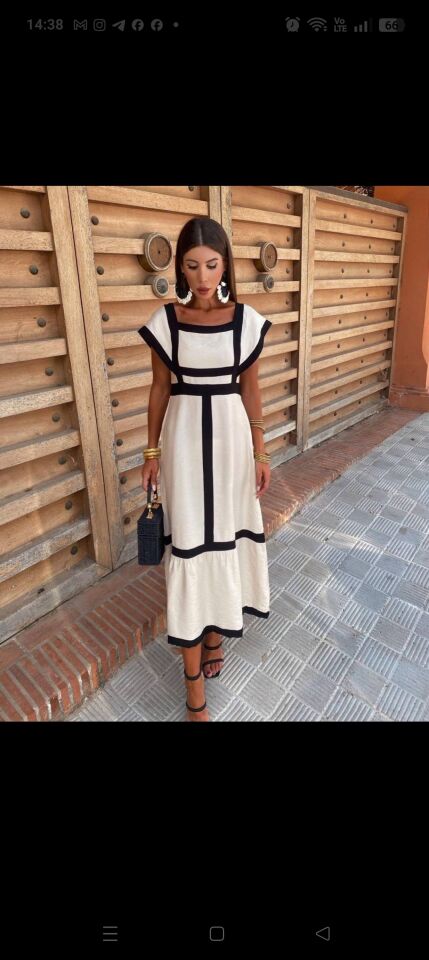 Keten Kumaş Gipeli Elbise